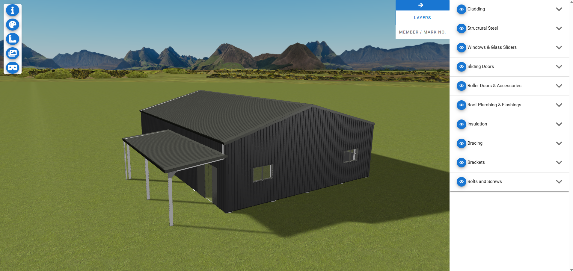 3D Designer - complete shed render with cladding, awning and windows